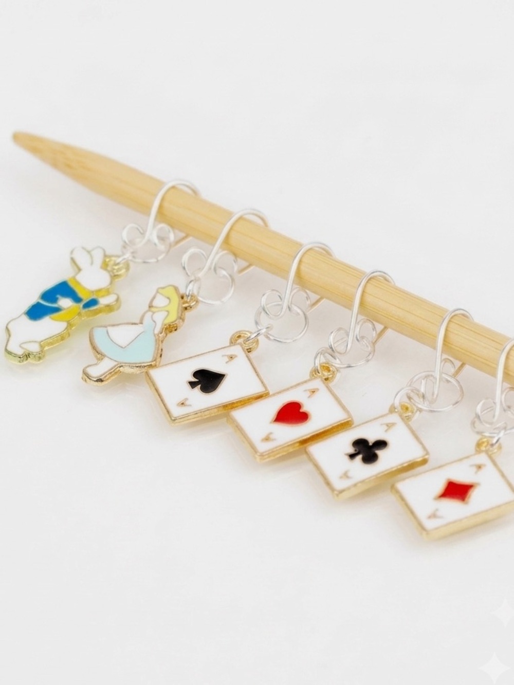 Alice in Wonderland Themed Snag-Free Stitch Markers – Set of 6 - Picture 3 of 5